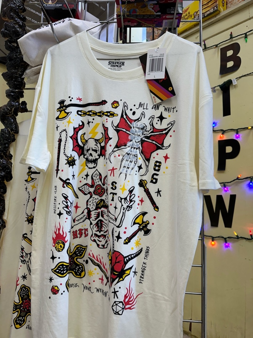 Stranger Things Graphic Tee - White with Red, Black & Yellow Artwork